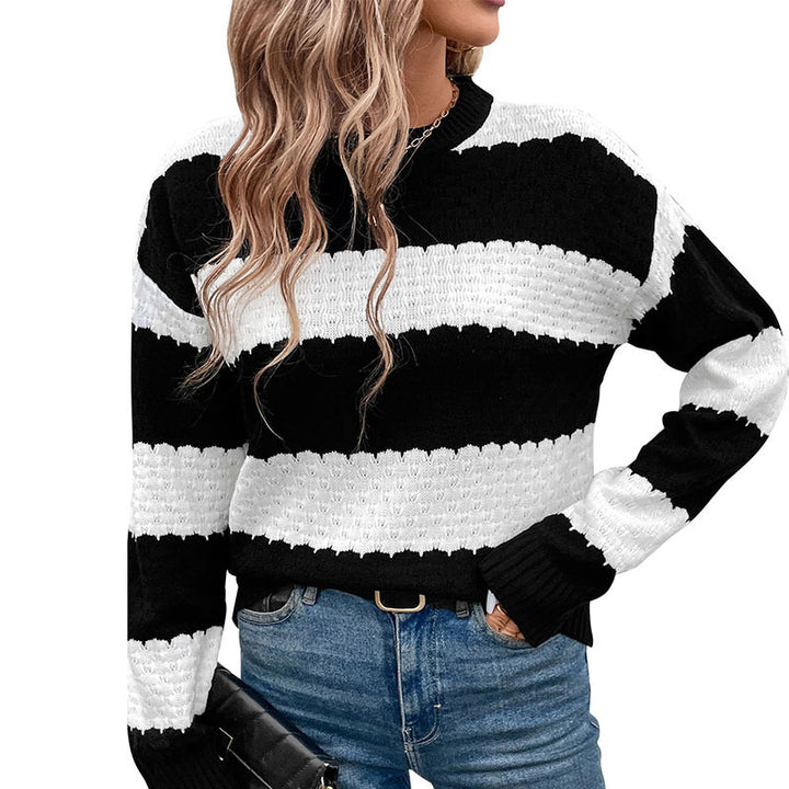 Damen Lässiger Strickpullover mit dekorativen Streifen Echo Archiv