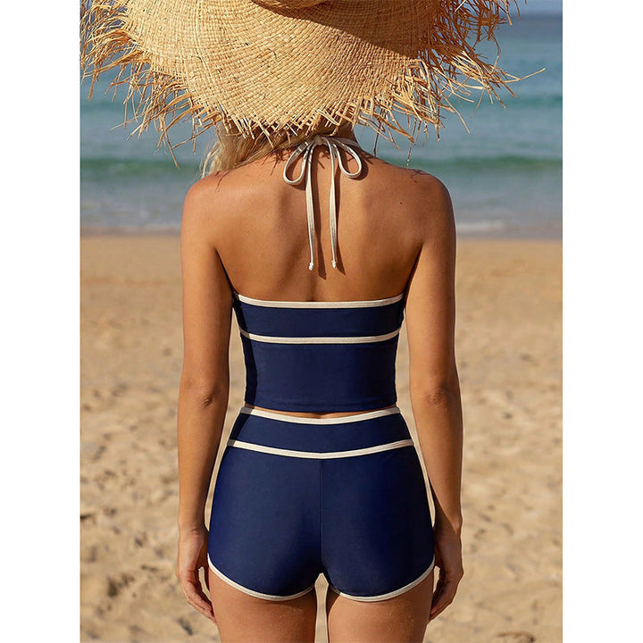 Damen Sportliches Bikini Set mit Crop-Top und High-Waist Shorts Echoarchiv