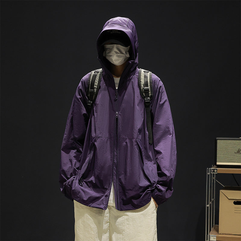 Herren leichte und atmungsaktive Freizeitjacke mit verstellbarem Kapuzenkragen Echoarchiv