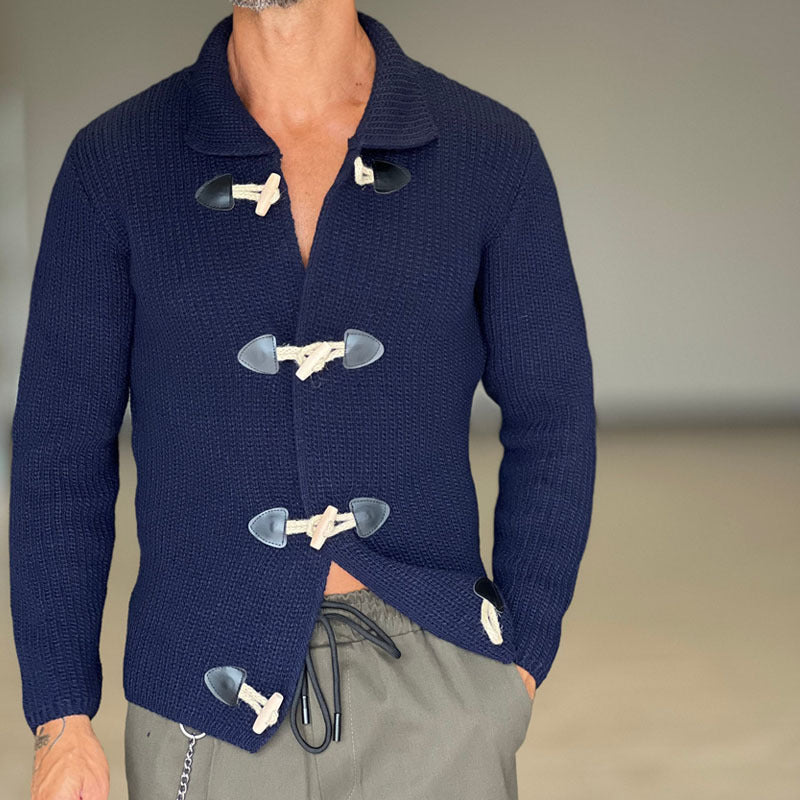 Herren Grob gestrickte Zip-Jacke mit seitlichen Eingrifftaschen und Stehkragen Echoarchiv
