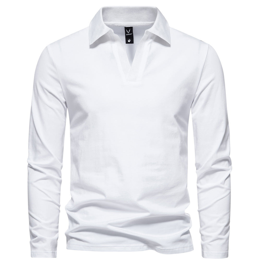 Herren Langarm-Poloshirt mit offenem V-Ausschnitt und Kentkragen Echo Archiv