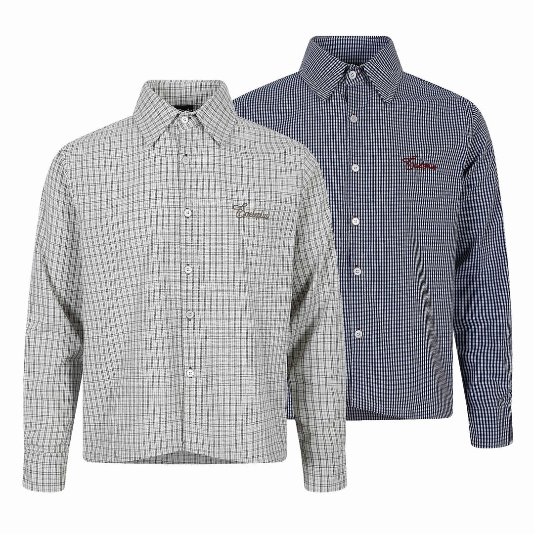 Herren Kariertes Gingham-Hemd mit Button-Down-Kragen und Bruststickerei Echoarchiv