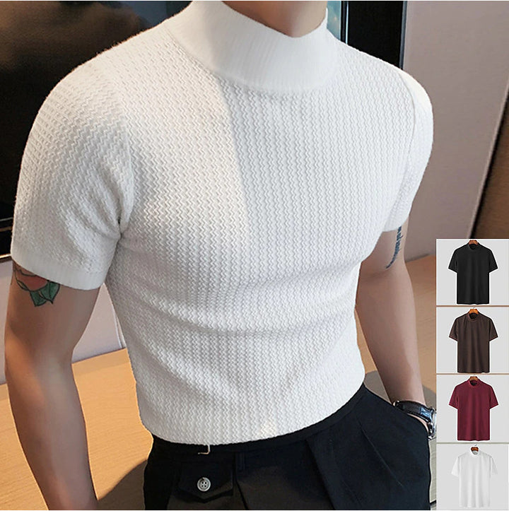 Herren modisches T-Shirt mit strukturiertem Muster und hohem Kragen Echoarchiv