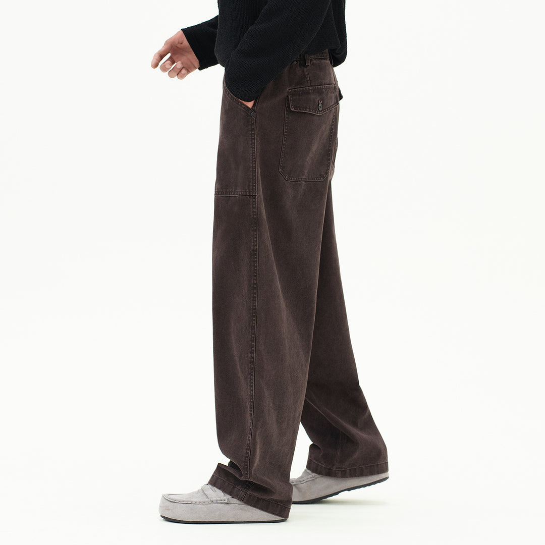Damen Utility-Denimhose mit hoher Taille, extra weitem Bein und aufgesetzten Taschen Echoarchiv