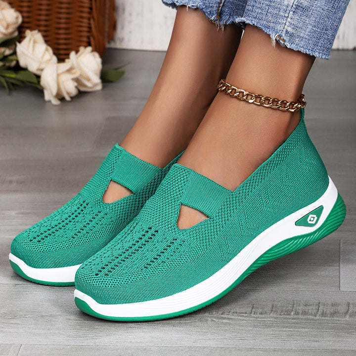 Damen nan leichte atmungsaktive Slip-On Sneaker mit elastischem Strickoberteil und orthopädischer Komfortsohle Echo Archiv