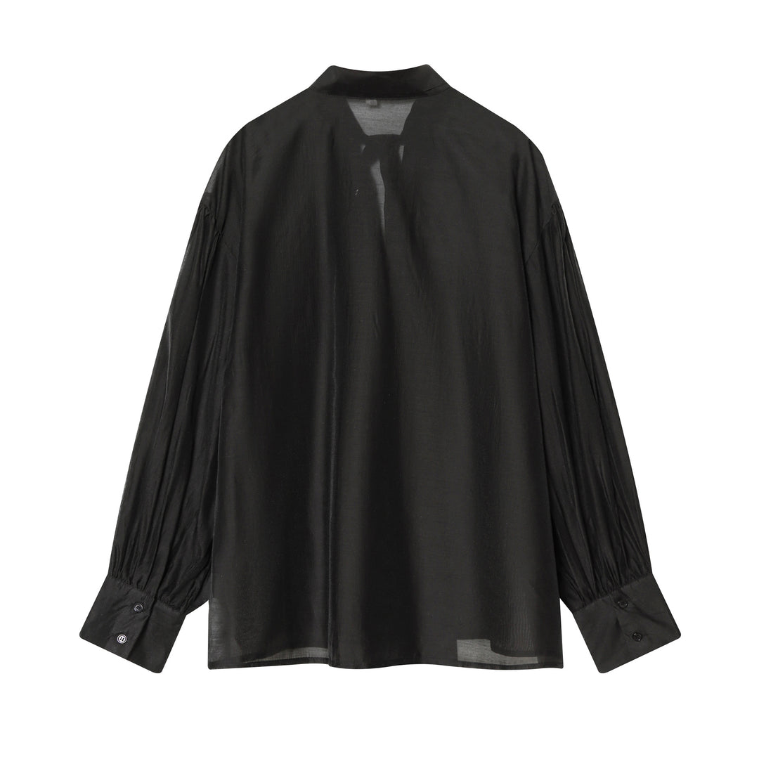 Damen Bluse mit Schleifenkragen und voluminösen Ballonärmeln Echoarchiv