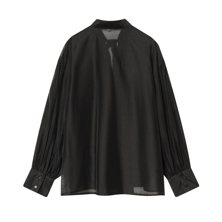 Damen Bluse mit Schleifenkragen und voluminösen Ballonärmeln Echoarchiv
