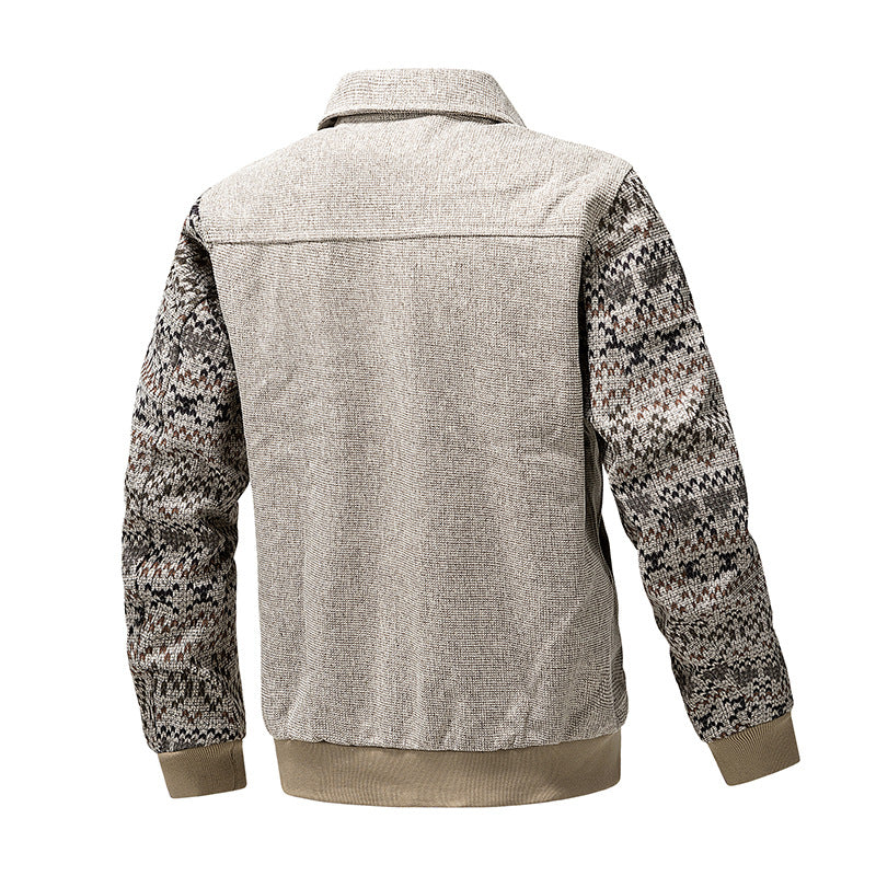 Herren Strick-Blousonjacke mit Reißverschluss, geripptem Saum & Norwegerärmeln Echoarchiv