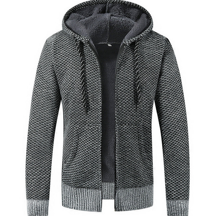 Herren Gefütterte Kapuzen‑Strickjacke mit Teddyfutter und durchgehendem Reißverschluss Echo Archiv