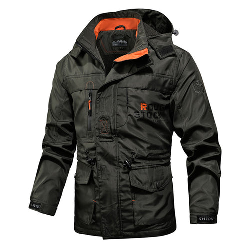 Herren Utility-Fieldparka mit Kapuze, Multifunktions-Taschen und Taillenzug Echoarchiv