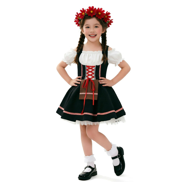 Damen nan traditionelles Dirndlkleid für Mädchen mit geschnürtem Mieder und dekorativer Schürze Echo Archiv