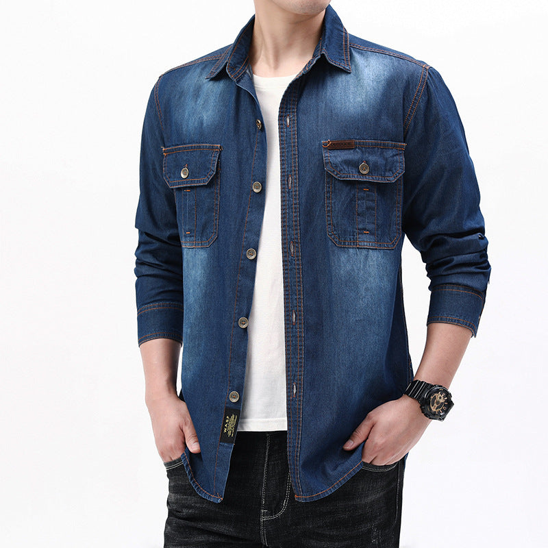 Herren Denim-Hemdjacke mit Utility-Taschen Echo Archiv