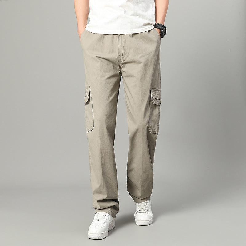 Men's relaxed cargo pants with multi-pocket utility design and elastic waist – Bravaro