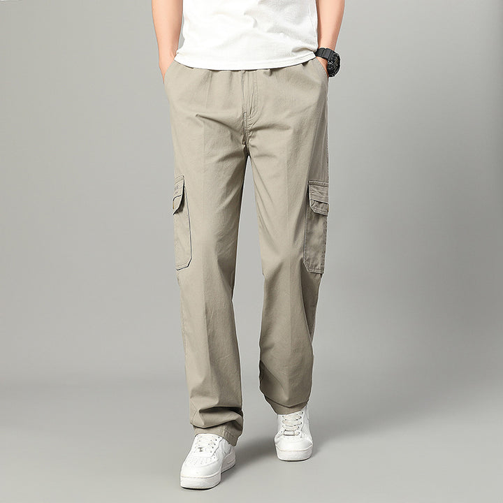 Men's relaxed cargo pants with multi-pocket utility design and elastic waist – Bravaro