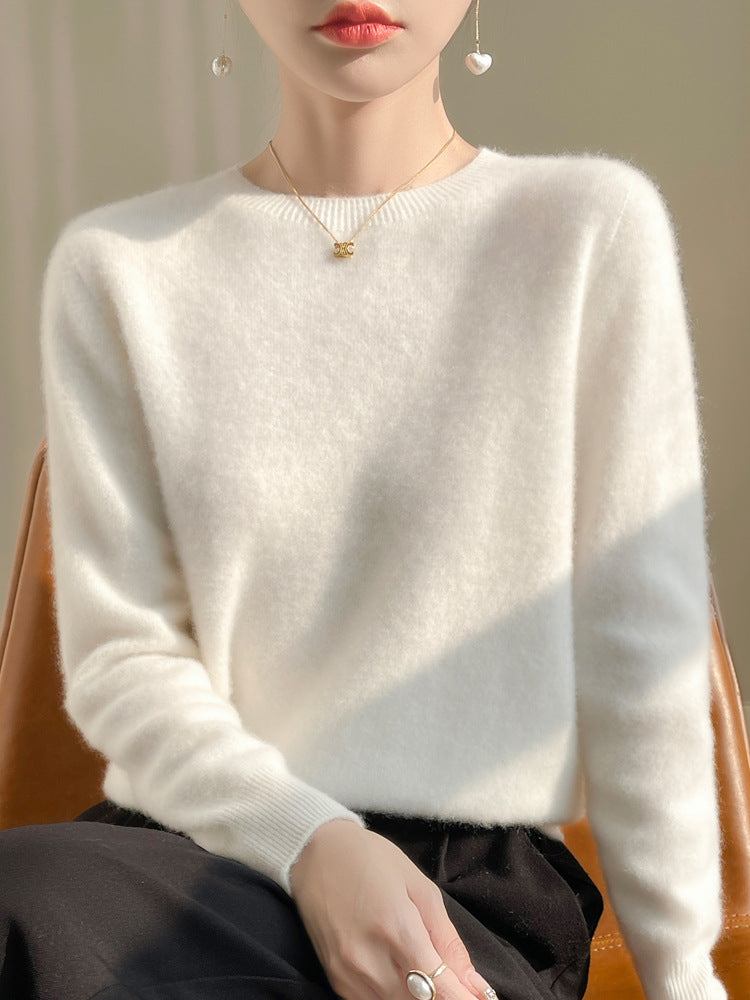 Damen Luxuriöser Kuschelstrick-Pullover mit Rundhals und Mohair-Optik Echoarchiv