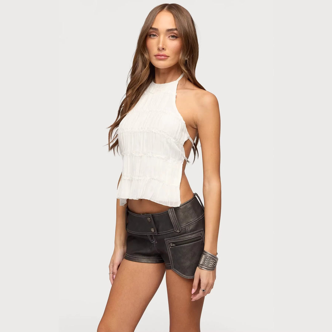 Damen Elegantes Trägershirt mit plissierten Details und seitlichen Cut-Outs Echo Archiv