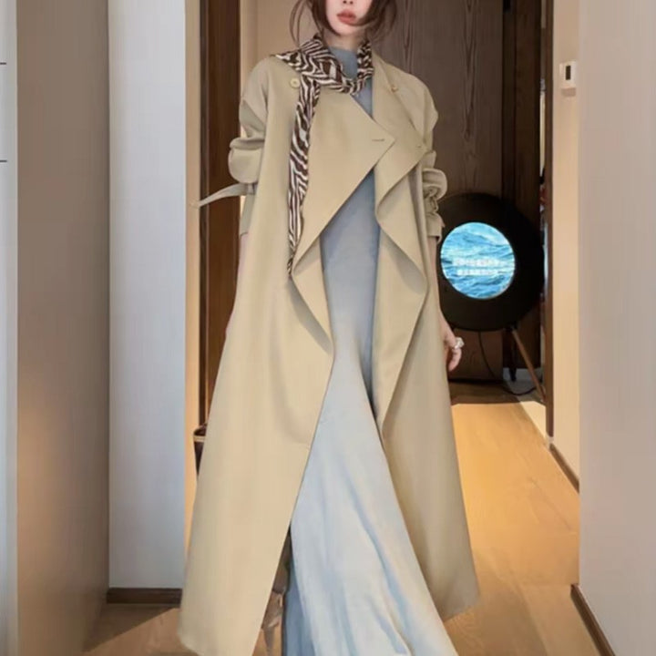 Damen Oversized Wickelmantel mit asymmetrischem Schnitt und verstellbaren Manschetten Echoarchiv
