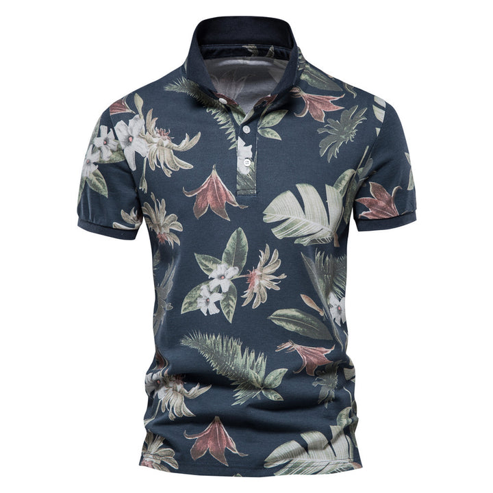 Herren Polohemd mit floralem Design und klassischem Kragen Echoarchiv