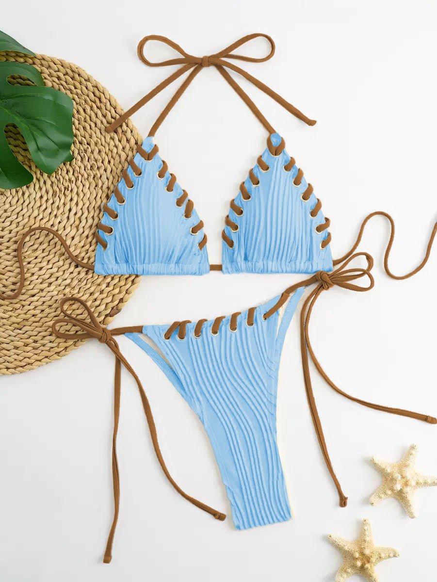 Damen Triangel-Bikini mit raffinierten Schnürdetails und moderner Rippstruktur Echo Archiv