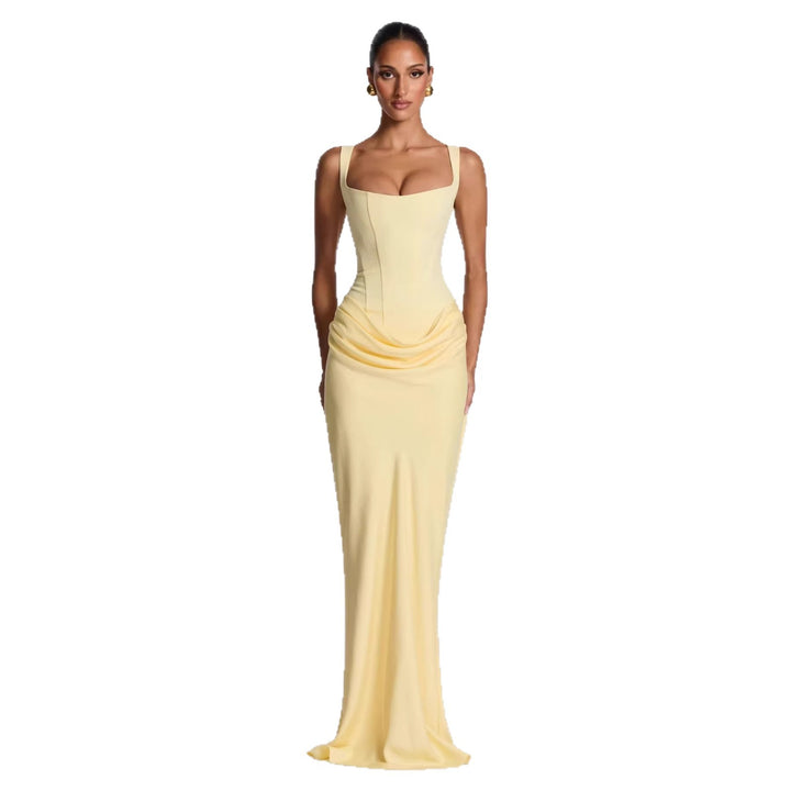 Damen Fließendes Maxi-Kleid mit asymmetrischem Schnitt und raffiniertem Drapé Echo Archiv