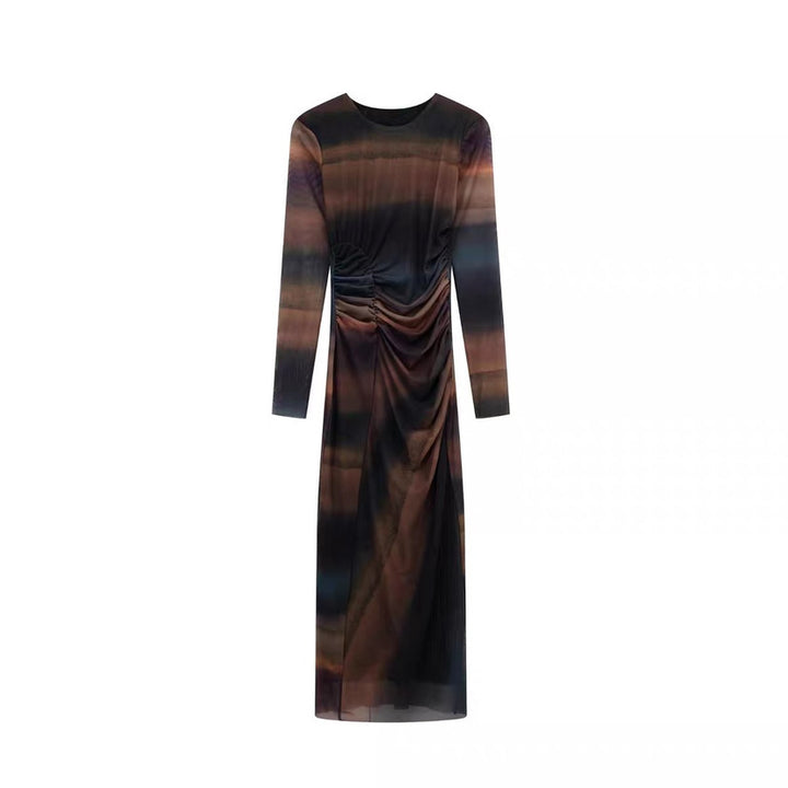 Damen Figurbetontes Midikleid mit seitlicher Drappierung und Rundhalsausschnitt Echo Archiv