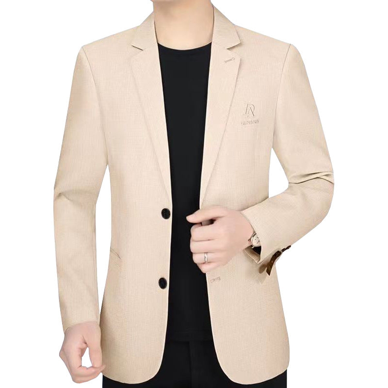 Herren Schmal geschnittenes Einreihiges City-Blazer mit strukturierter Wollmischung – Tianoro