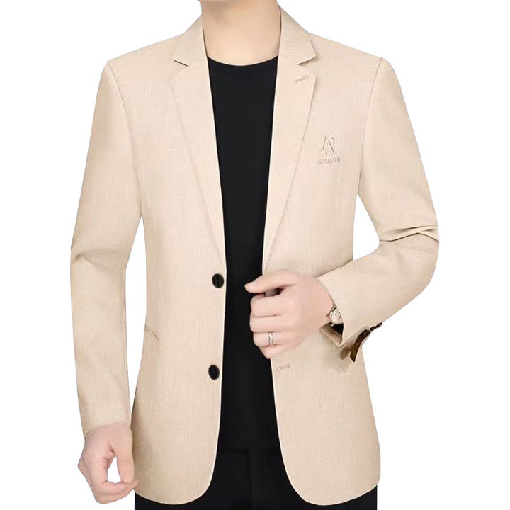 Herren Schmal geschnittenes Einreihiges City-Blazer mit strukturierter Wollmischung – Tianoro