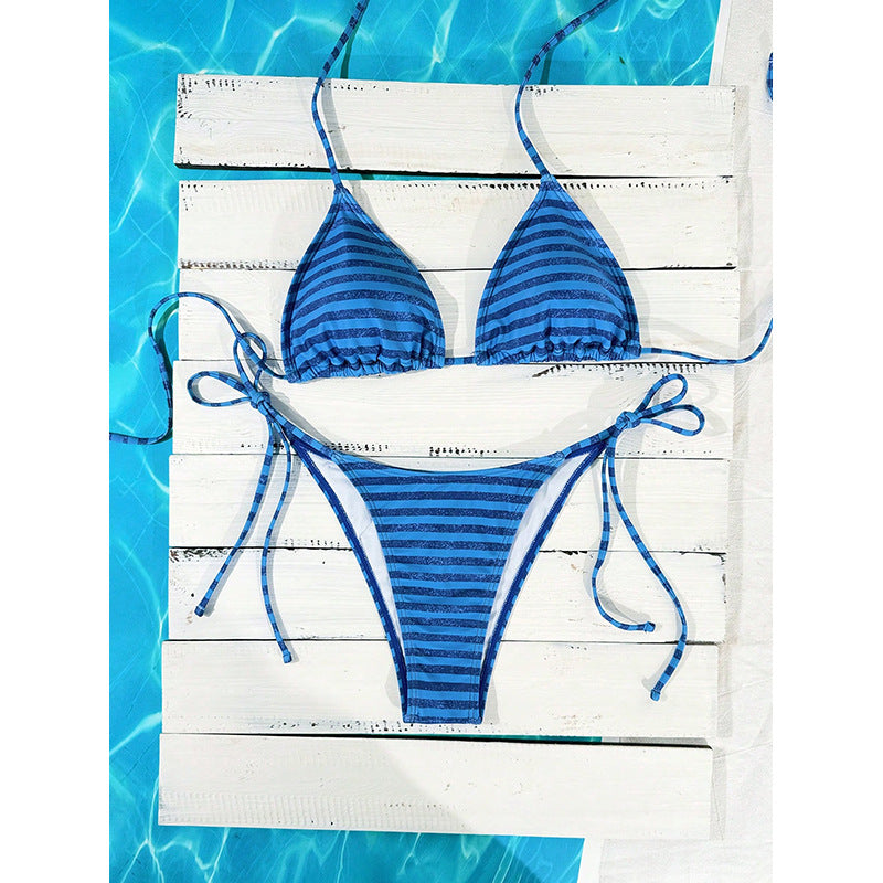 Damen Triangel-Bikini mit verspielten Bindebändern und elegantem Punktmuster Echo Archiv