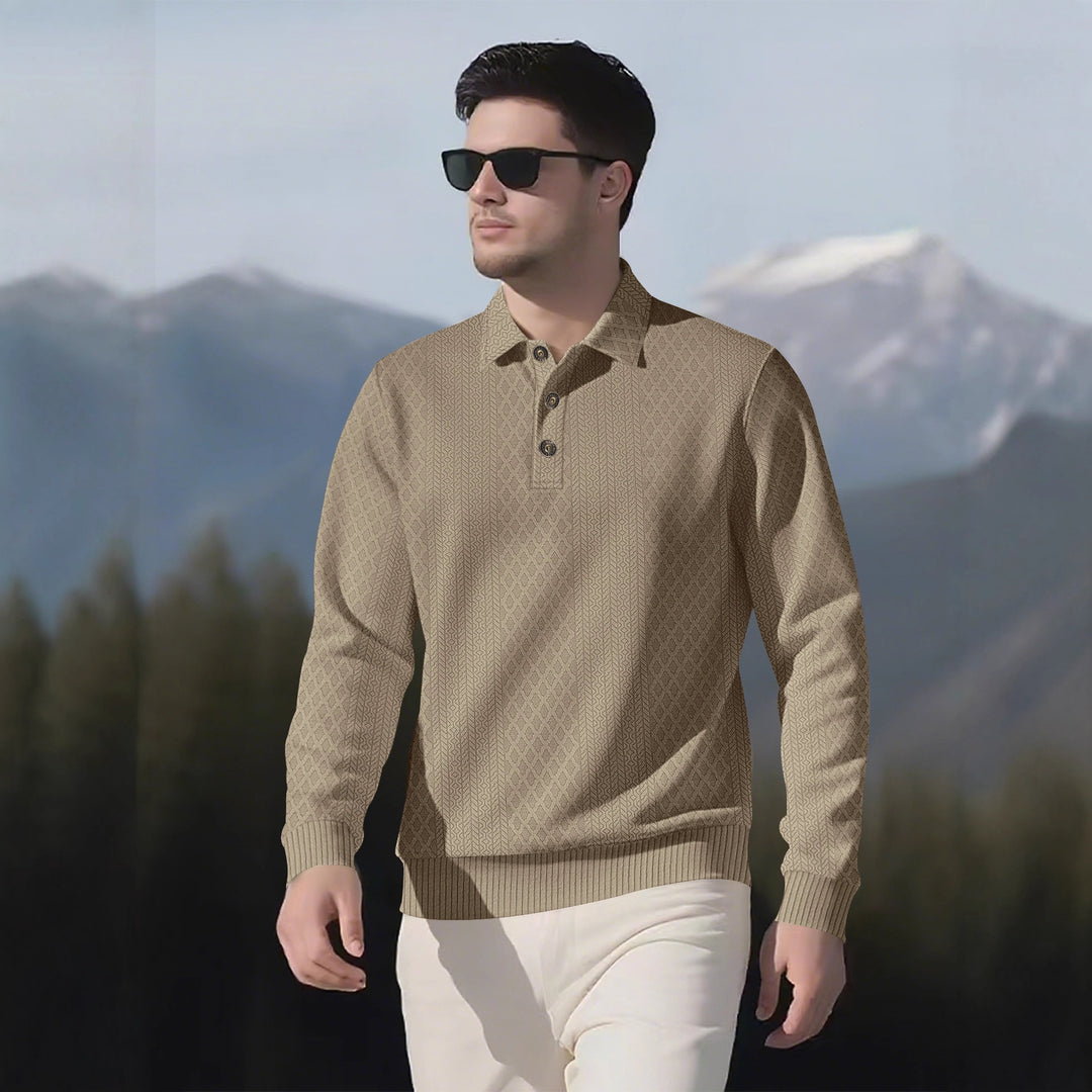 Herren modischer Langarmpullover mit Knopfleiste Echoarchiv