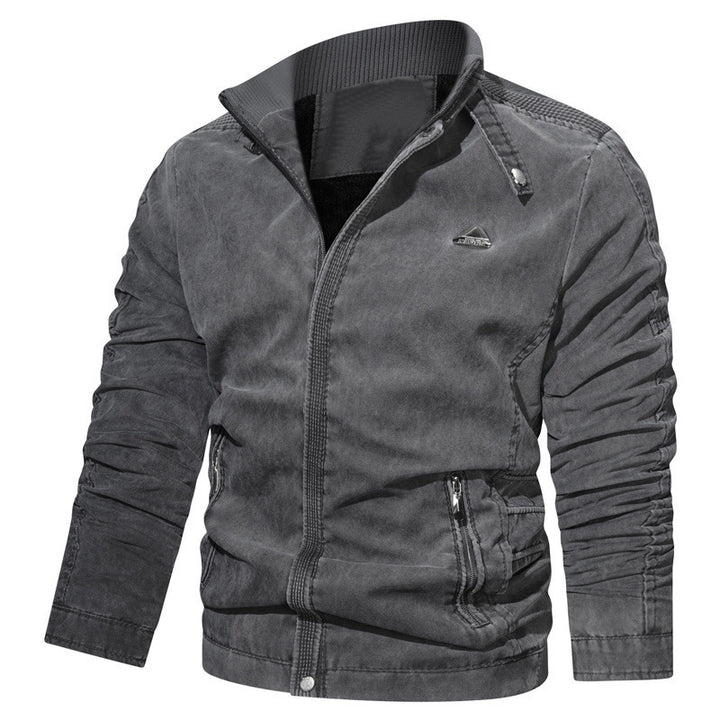 Herren Mikrofaser-Canvas-Blouson im Pilotenstil mit gerafften Ärmeln und verdeckten Reißverschlüssen Echoarchiv
