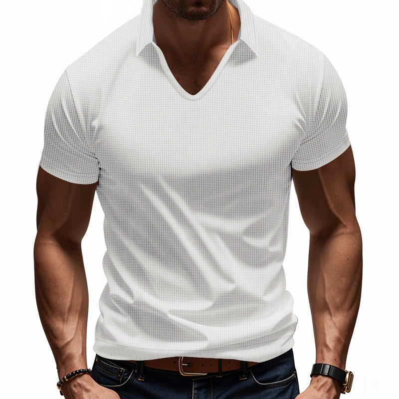 Herren kurzärmeliges Poloshirt mit strukturiertem Wabenmuster und modernem Schnitt Echoarchiv