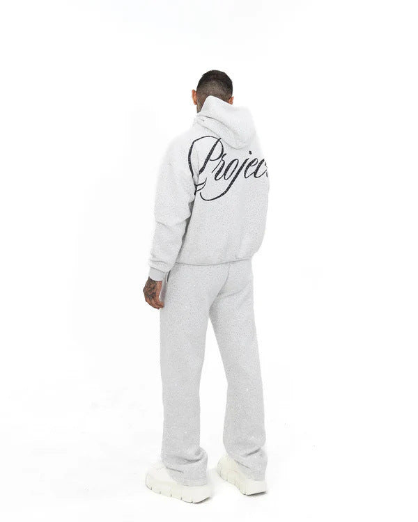Herren nan weite Komforthose mit geradem Bein, elastischem Kordelbund, dezenter Schriftzug-Stickerei und feiner Sprenkeloptik Echo Archiv