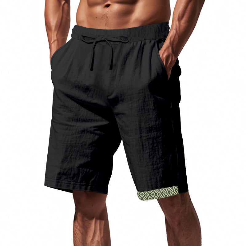 Herren lässige Strandshorts aus atmungsaktivem Leinenmix mit elastischem Bund und seitlichen Taschen Echoarchiv