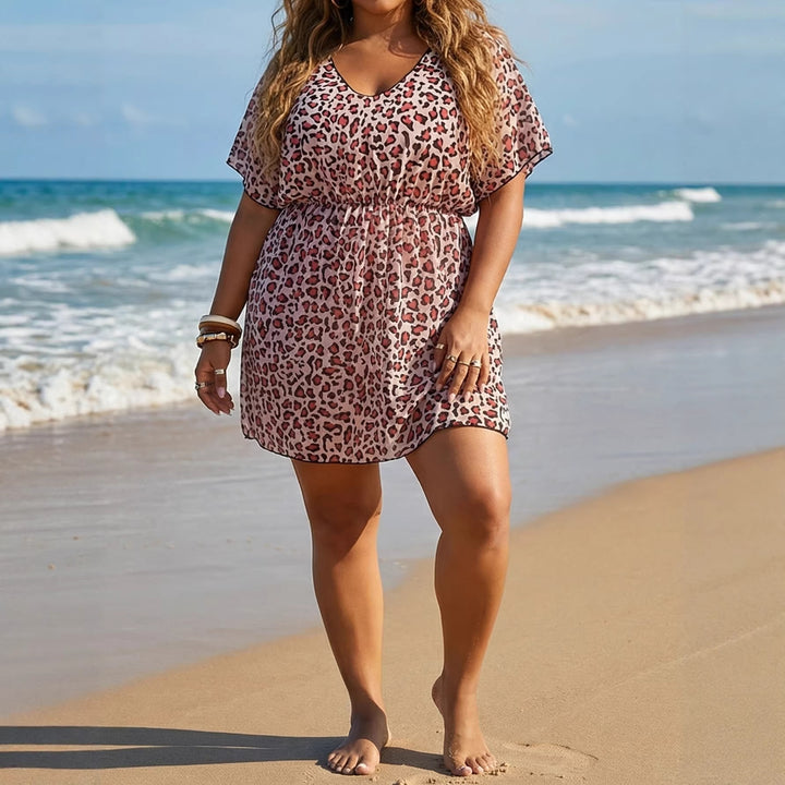 Damen luftiger Strandüberwurf mit floralem Tierdruck Echo Archiv