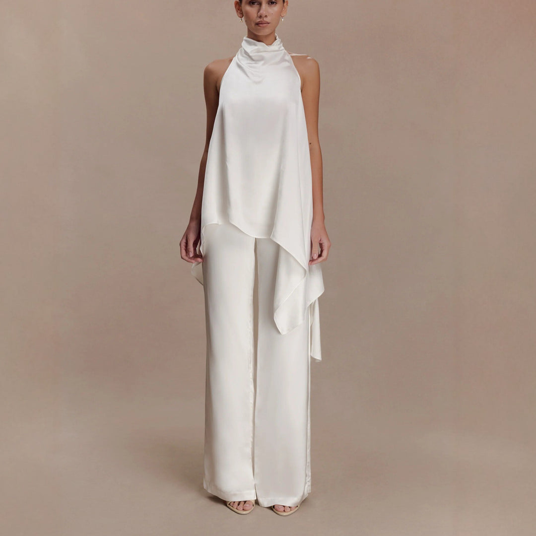 Damen elegantes satinierter Einteiler mit asymmetrischem Schnitt Echo Archiv