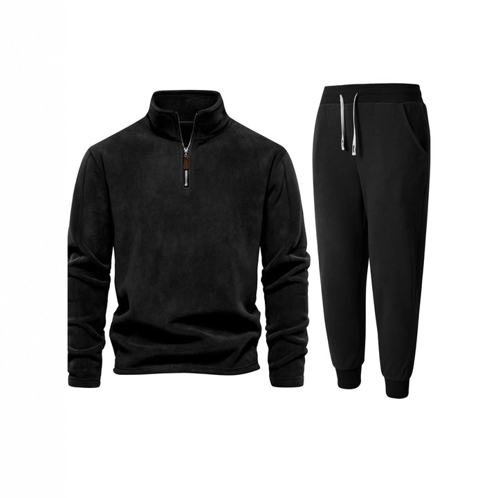 Herren Fleece-Oberteil mit kurzer Reißverschluss und bequemen Jogginghosen Echoarchiv