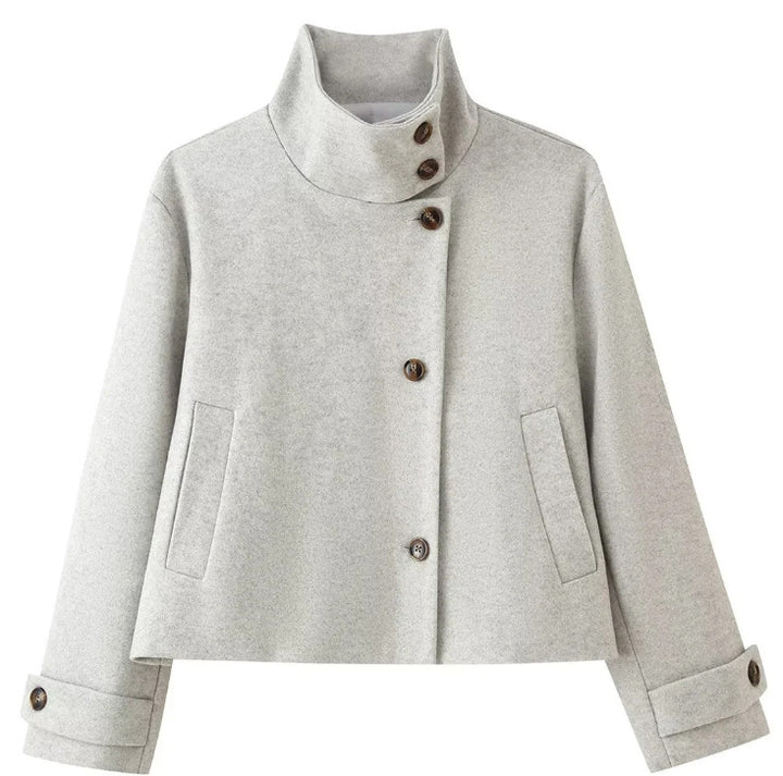 Damen Kurzjacke im Boxy‑Cut mit hohem Stehkragen und Hornknöpfen Echo Archiv