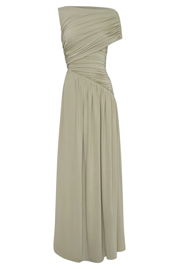 Damen Elegantes Abendkleid mit asymmetrischen Rüschendetails Echo Archiv