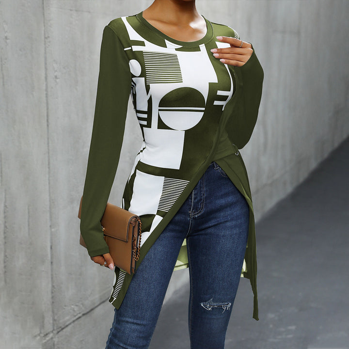 Damen Asymmetrisches Langarmoberteil mit geometrischem Muster Echo Archiv