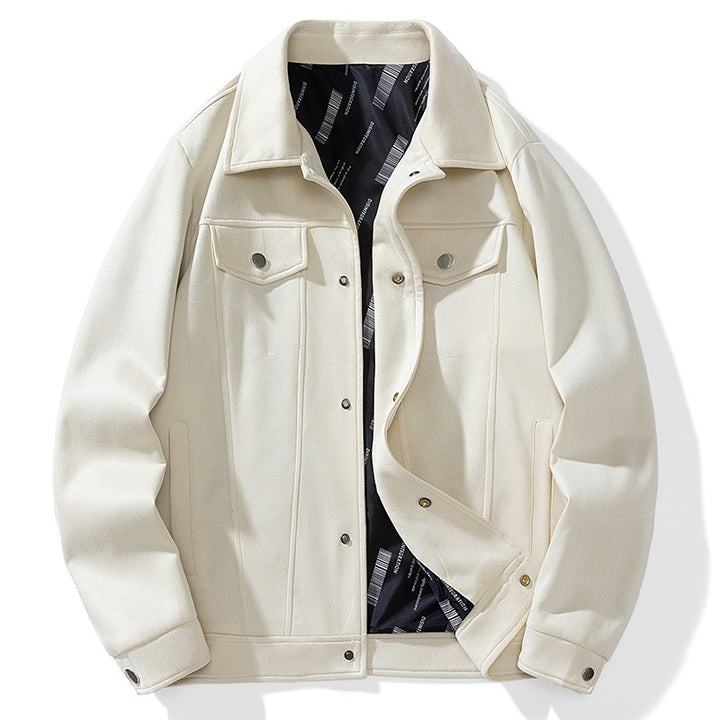Herren Baumwollmix-Truckerjacke mit kontrastiertem Innenfutter und Pattentaschen – Taviero