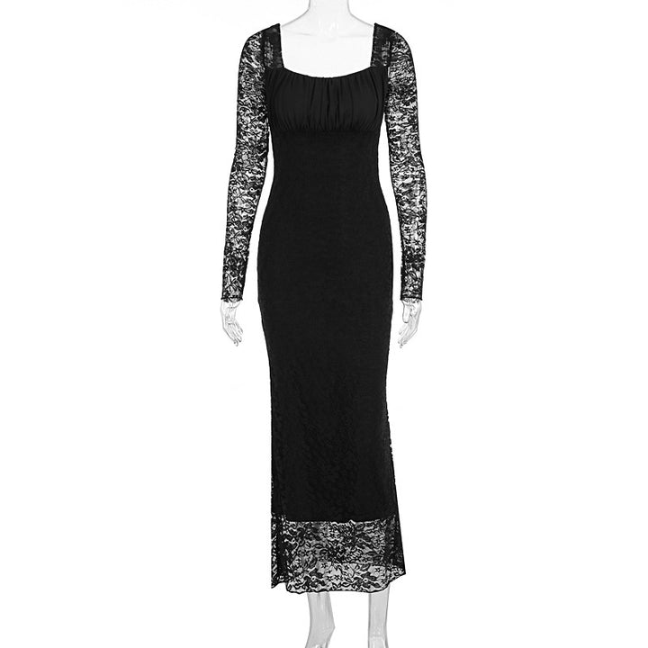 Damen elegantes Spitzenkleid mit langem Arm und figurbetontem Schnitt Echo Archiv