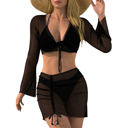 Damen Strand-Outfit mit transparenter Bluse Echo Archiv