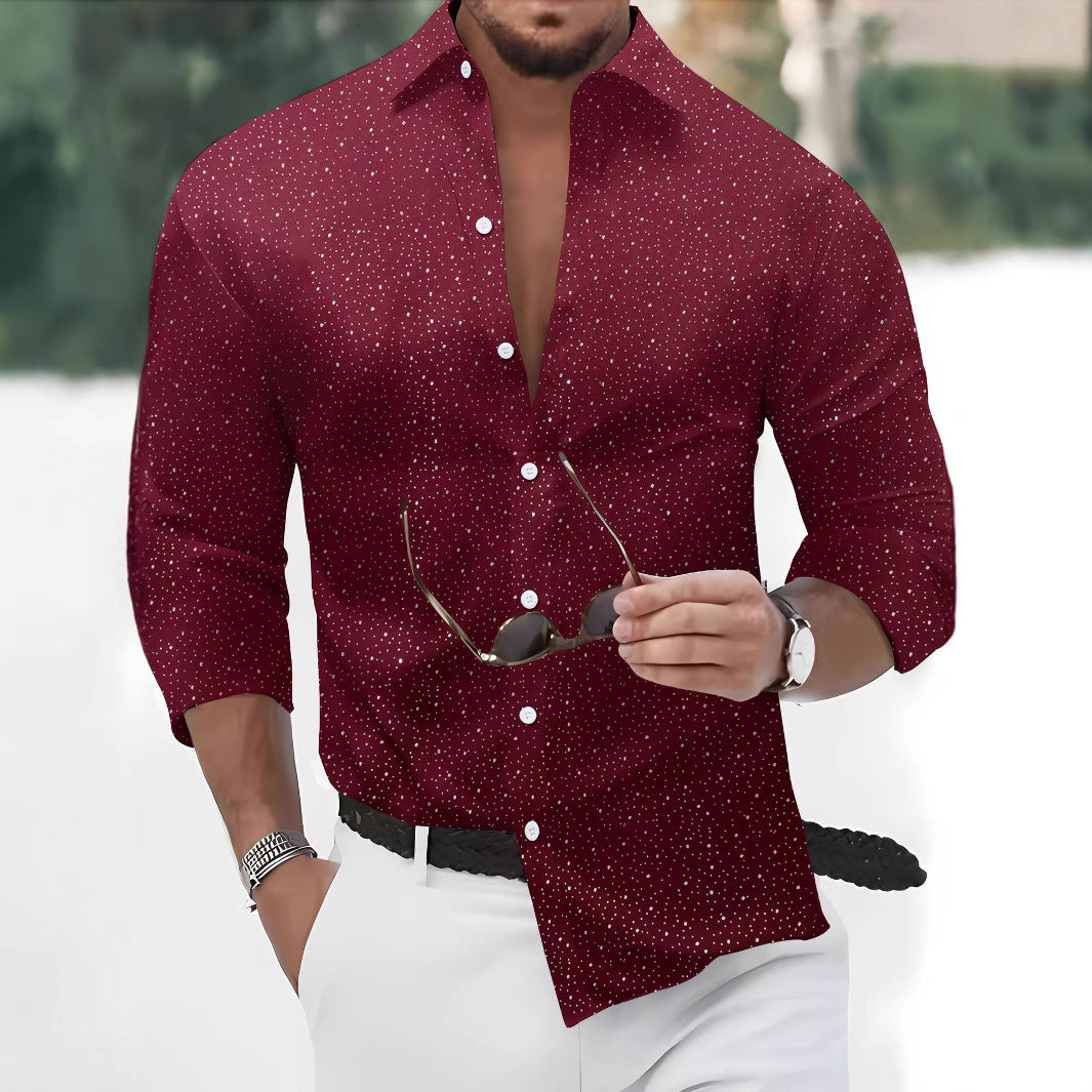 Herren Hemd mit punktiertem Design und modischem Schnitt Echoarchiv