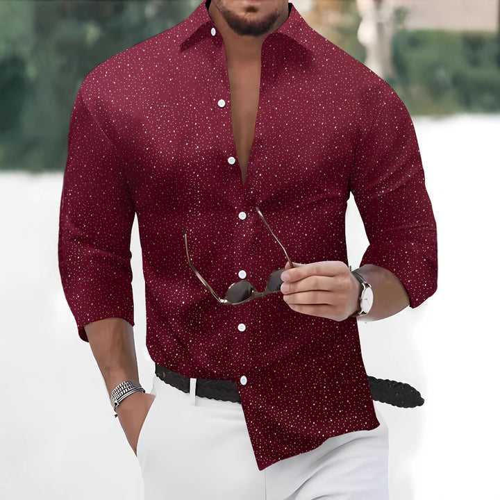 Herren Hemd mit punktiertem Design und modischem Schnitt Echoarchiv