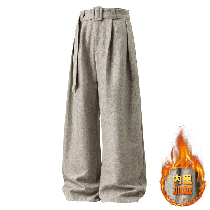 Damen Weite High-Waist Palazzo-Hose mit Bundfalten und Bindegürtel Echo Archiv