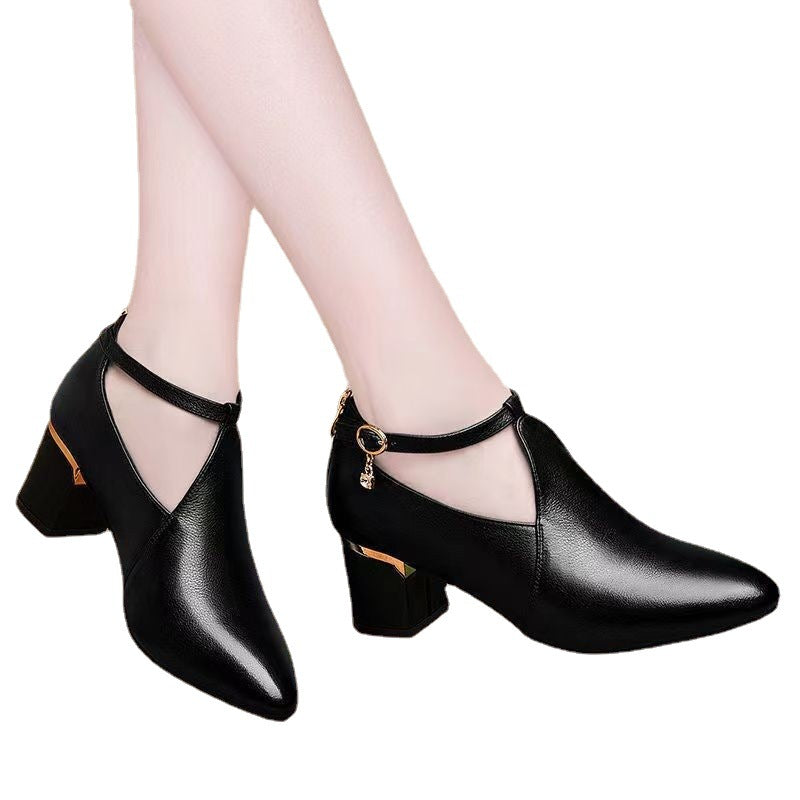 Damen nan spitz zulaufende Pumps mit Cut-Out, Knöchelriemchen, Fersenreißverschluss und mittelhohem Blockabsatz Echo Archiv