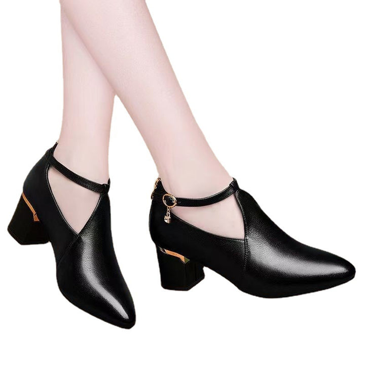 Damen nan spitz zulaufende Pumps mit Cut-Out, Knöchelriemchen, Fersenreißverschluss und mittelhohem Blockabsatz Echo Archiv
