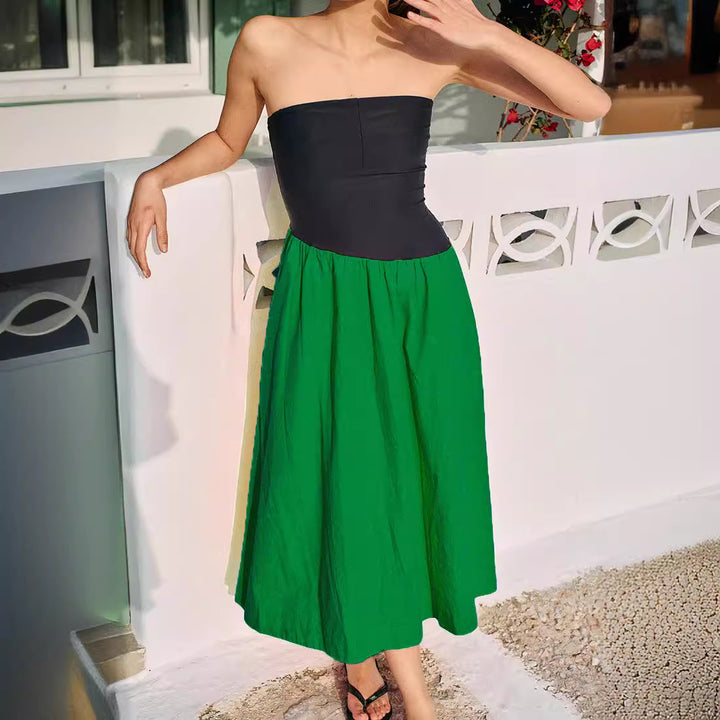 Damen ärmelloses Maxi-Kleid mit hochwertigem Oberteil und voluminösem Rock Echo Archiv