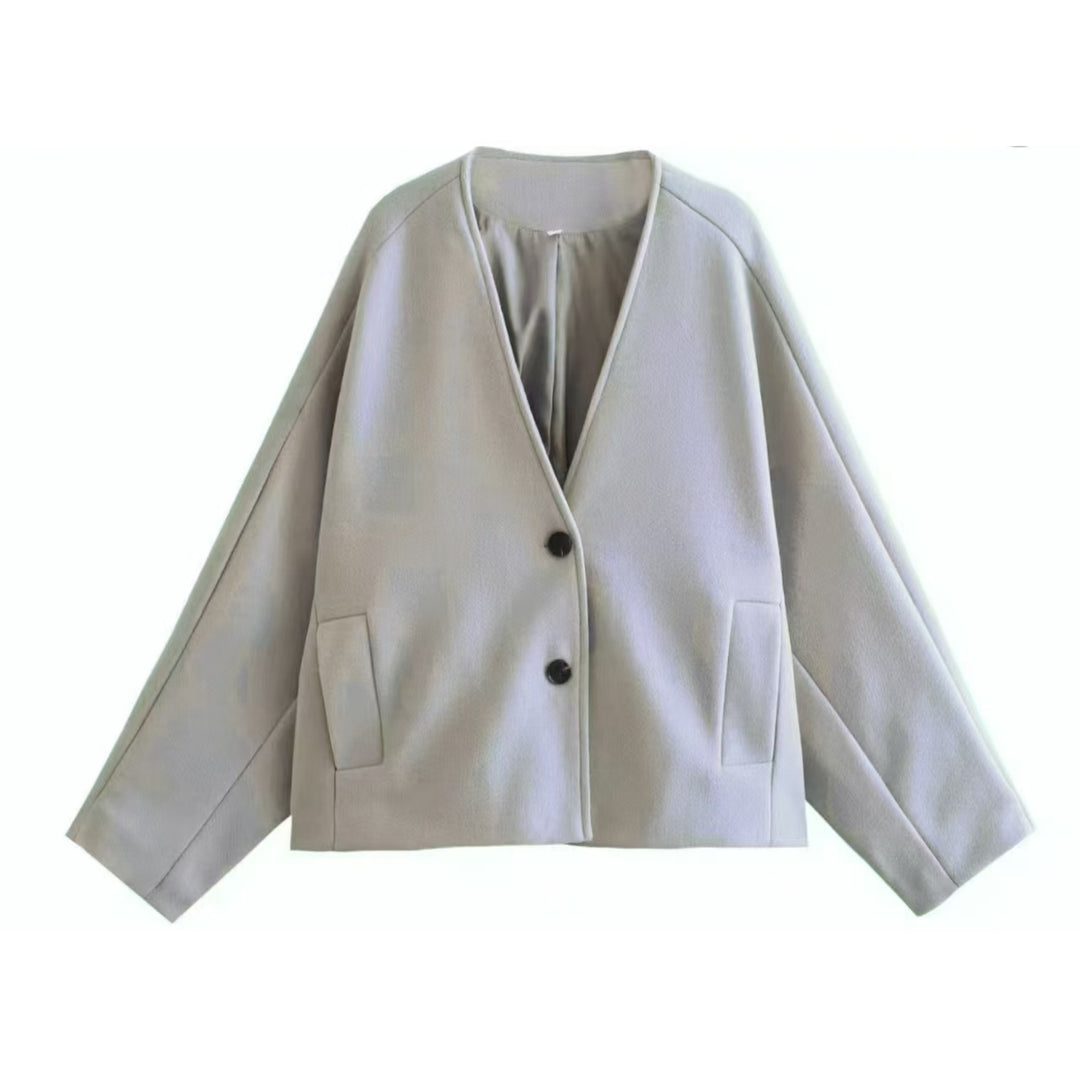 Damen Oversize‑Kurzjacke aus Wollmix mit kastiger Silhouette und Ballonärmeln Echo Archiv