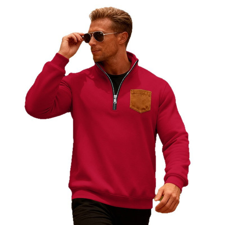 Herren Fleecepullover mit halbem Reißverschluss und praktischer Brusttasche Echoarchiv